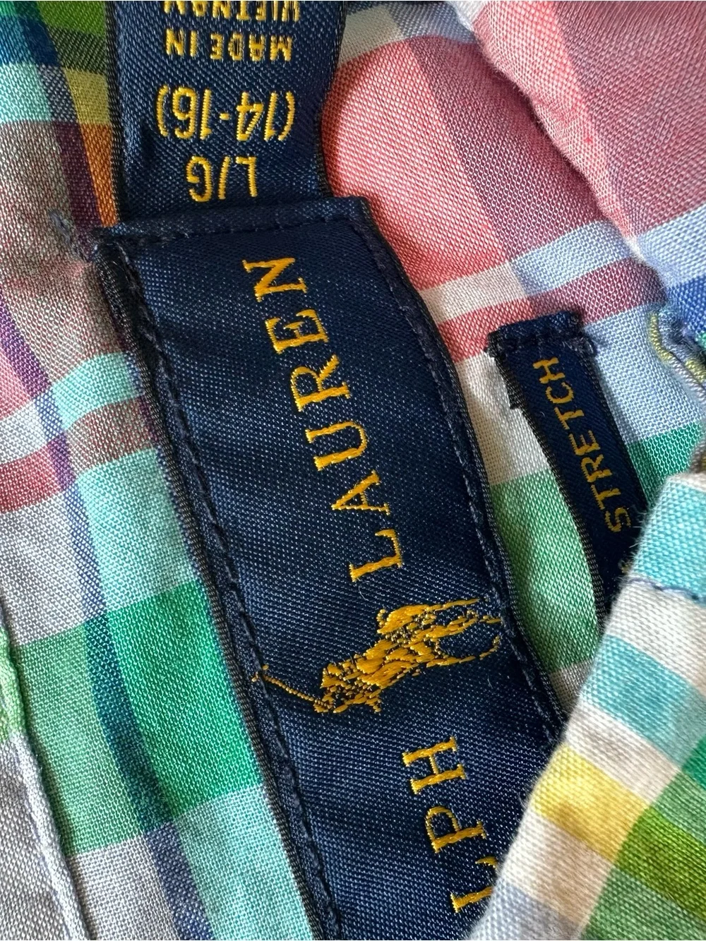 Ralph Lauren Multicolor Plaid Short-Sleeve Button-Down Shirt kid 14-16
